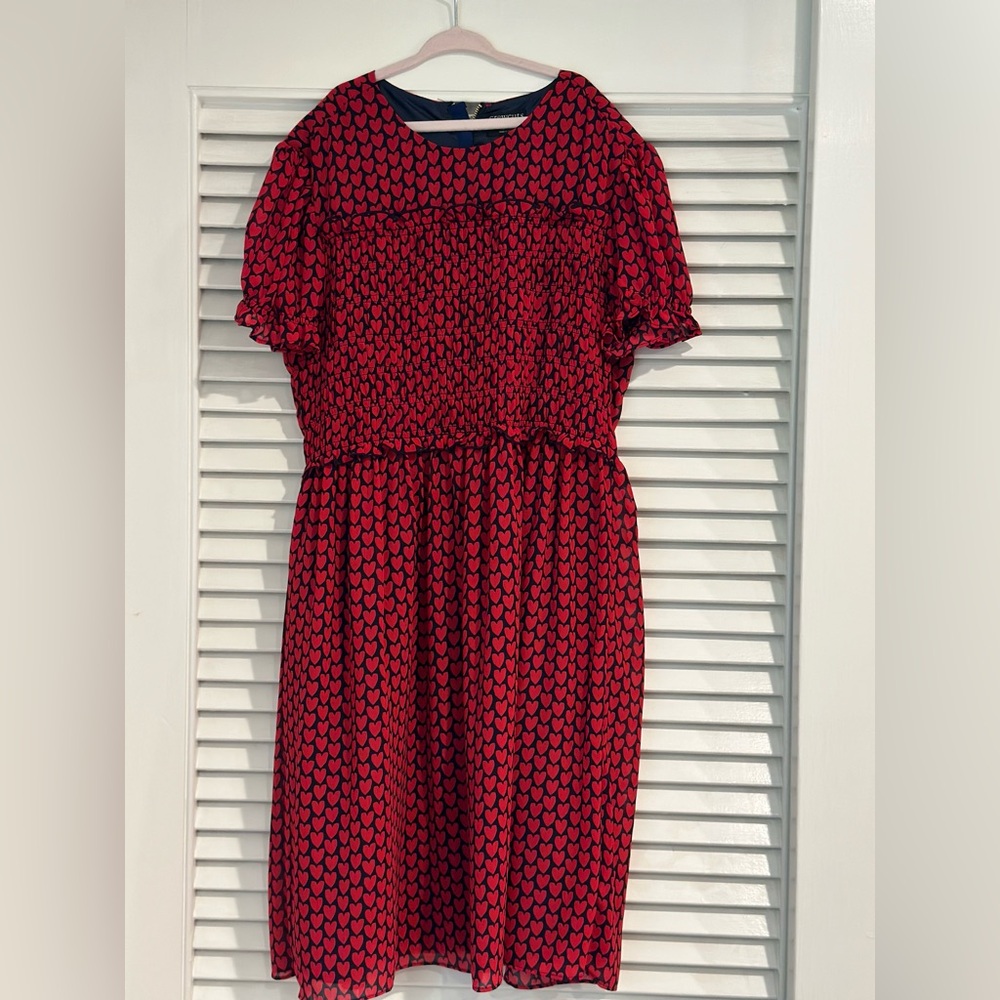 Like new Girls Crewcuts dress / red with hearts print / size 14